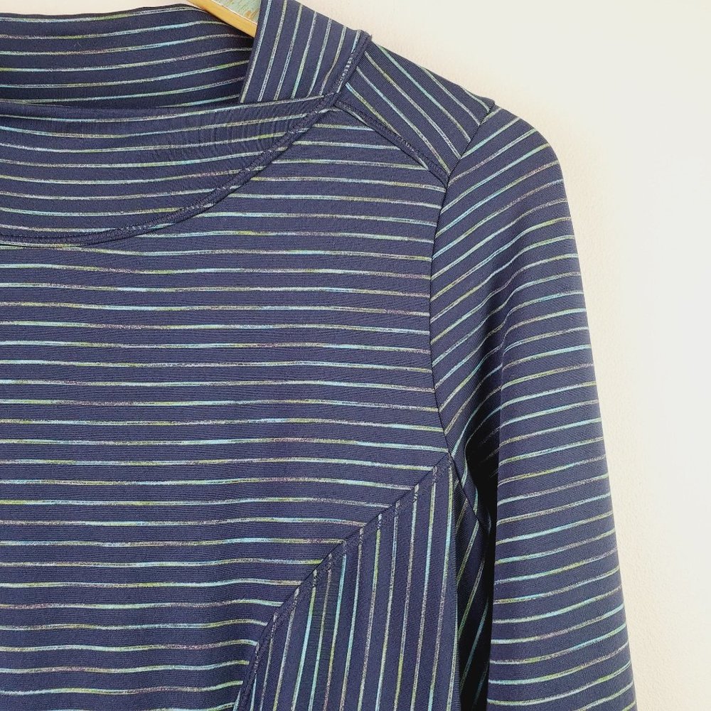Prana Blue Striped Scramble Athletic High Neck Long Sleeve Dress Sz S - Picture 4 of 12